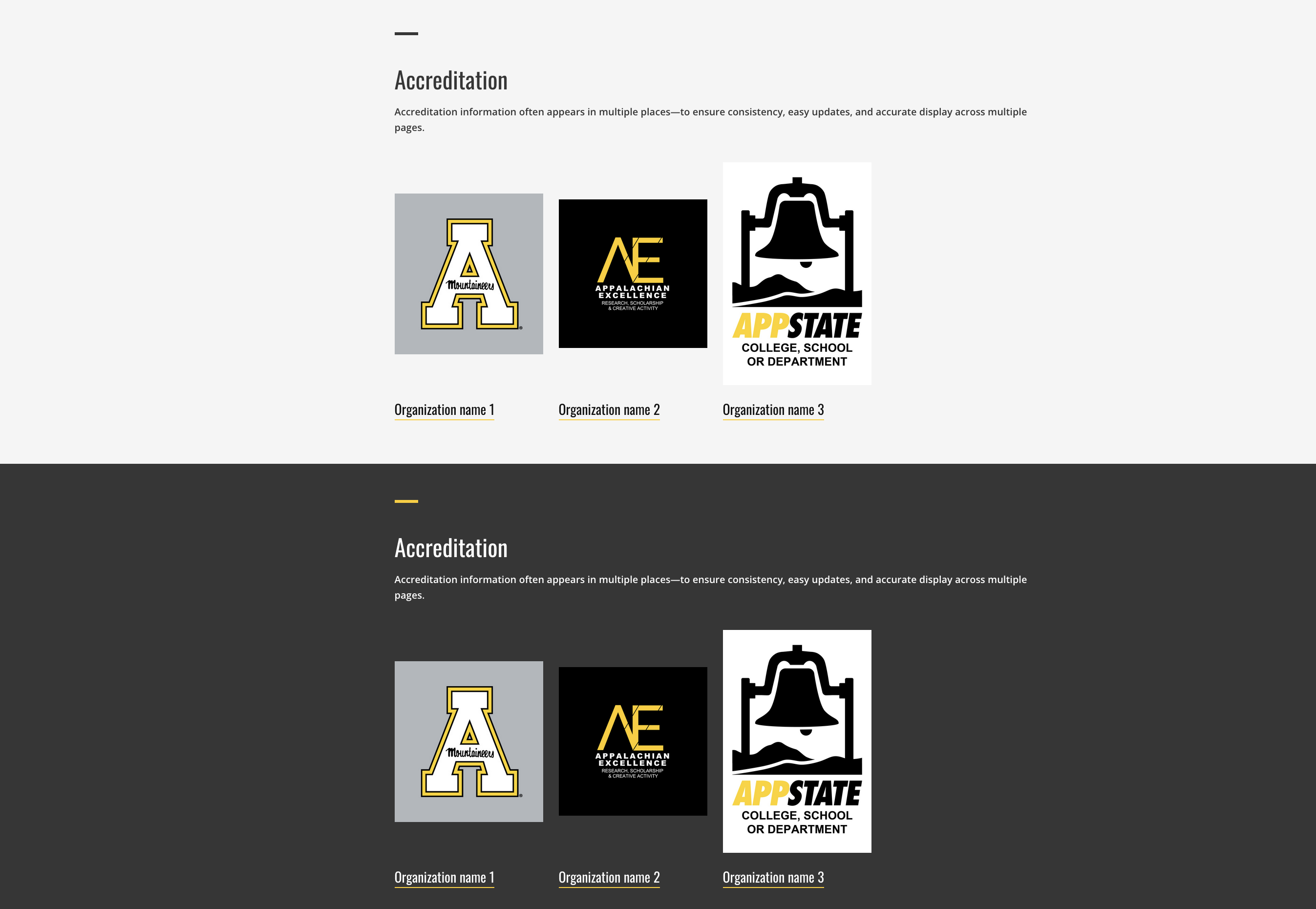 Example of a light and dark Accreditation